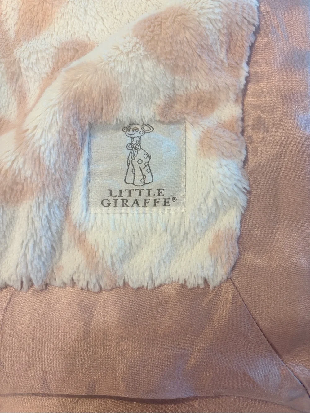 Little Giraffe Cream & Blush Botanical Plush Blanket with Satin Trim